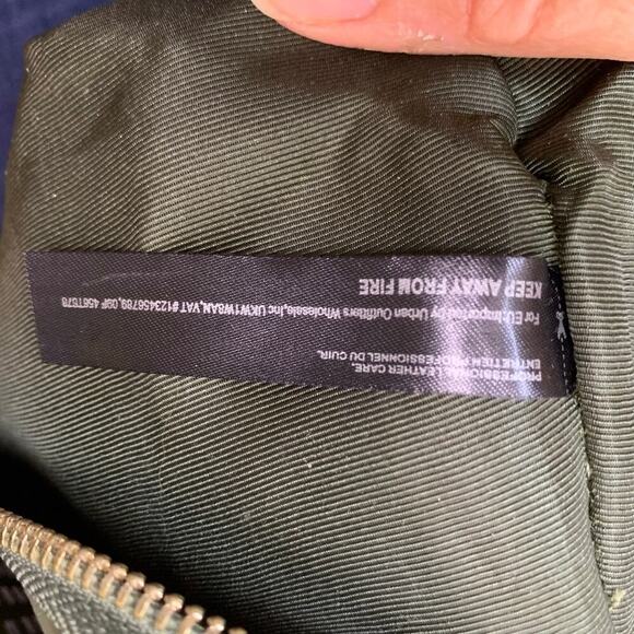 Street Level Dark Olive Green Vegan Leather Abstract Mesh Shoulder Bag - Picture 11 of 11